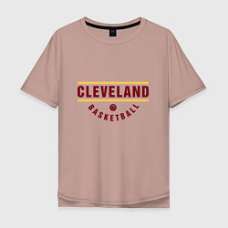 Футболка оверсайз мужская Cleveland - Basketball, цвет: пыльно-розовый