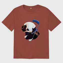 Футболка оверсайз мужская Синдзи Икари на стуле, цвет: кирпичный