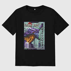 Мужская футболка оверсайз Евангелион eva 01 робот