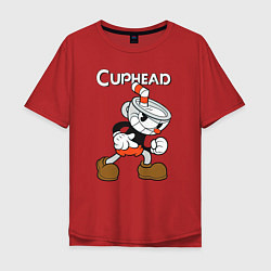 Мужская футболка оверсайз Злая чашечка cuphead