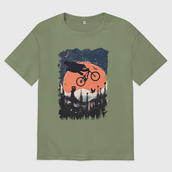 Футболка оверсайз мужская Лунный Медведь Райдер, цвет: авокадо