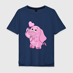 Футболка оверсайз мужская Розовый слонёнок, цвет: тёмно-синий