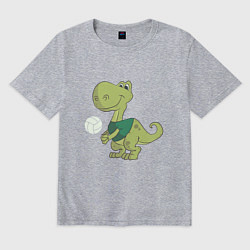 Мужская футболка оверсайз Volleyball Dinosaur