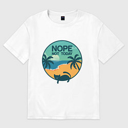 Футболка оверсайз мужская Кот Nop not today, цвет: белый