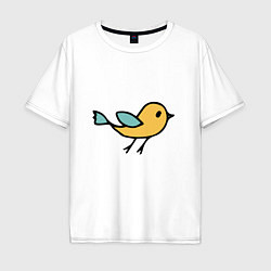 Мужская футболка оверсайз Птицы голубого и желтого цвета