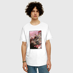 Футболка оверсайз мужская Дороро и Хяккимару в бою, цвет: белый — фото 2