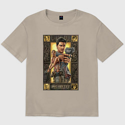 Футболка оверсайз мужская Uncharted Постер, цвет: миндальный