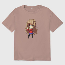 Футболка оверсайз мужская Малышка Тайга Торадора, цвет: пыльно-розовый