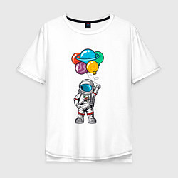 Футболка оверсайз мужская Космонавт с шариками, цвет: белый