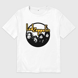Футболка оверсайз мужская Led Zeppelin Лед Зеппелин, цвет: белый