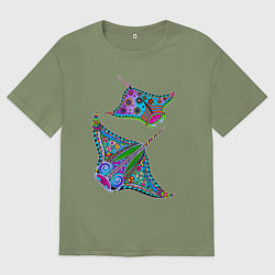 Мужская футболка оверсайз Скаты с психоделической раскраской