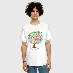 Футболка оверсайз мужская Дерево из книг, цвет: белый — фото 2