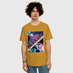 Футболка оверсайз мужская Джотаро Куджо из ДжоДжо, цвет: горчичный — фото 2