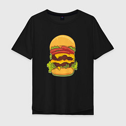 Футболка оверсайз мужская Самый вкусный гамбургер, цвет: черный