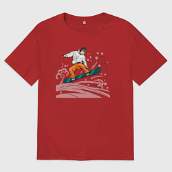 Футболка оверсайз мужская Сноубордист snowboard, цвет: красный