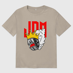 Футболка оверсайз мужская JDM Wheel King, цвет: миндальный