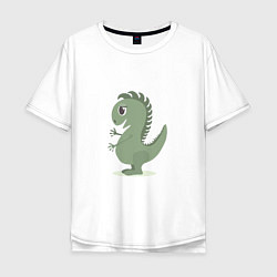 Мужская футболка оверсайз Милый зеленый динозаврик