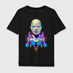 Мужская футболка оверсайз Богиня и коты Vaporwave Neon