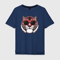 Мужская футболка оверсайз Модный тигр в очках