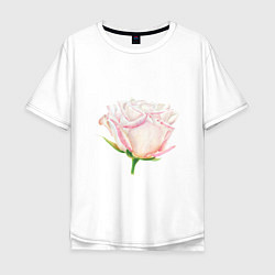 Футболка оверсайз мужская Акварельная роза, цвет: белый