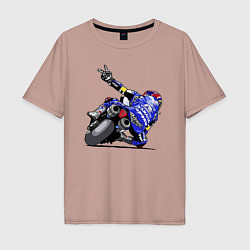 Футболка оверсайз мужская Yamaha racing team Racer, цвет: пыльно-розовый