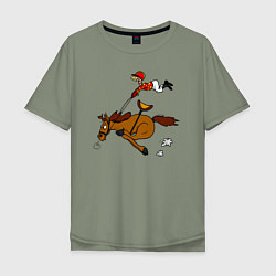 Мужская футболка оверсайз Скачки лошади с жокеем