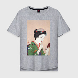 Мужская футболка оверсайз Woman Applying Rouge Японская модница