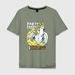 Мужская футболка оверсайз Попугай тусовщик Party Parrot