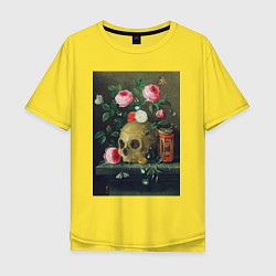 Мужская футболка оверсайз Vanitas Still Life Череп и цветы