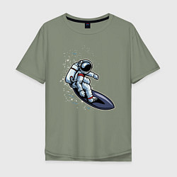 Мужская футболка оверсайз Космонавт на серфинге