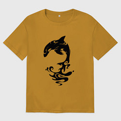 Мужская футболка оверсайз Чёрный Дельфин