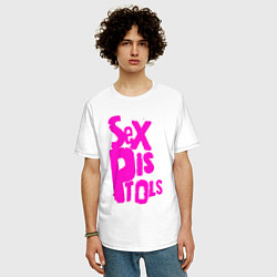 Футболка оверсайз мужская Огромная надпись Sex Pistols, цвет: белый — фото 2