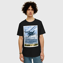 Футболка оверсайз мужская Вертолет КА-52, цвет: черный — фото 2