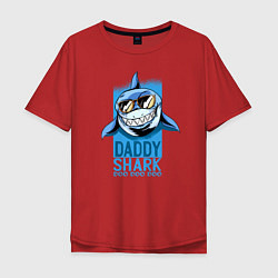 Футболка оверсайз мужская Папочка акула, цвет: красный
