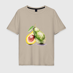 Мужская футболка оверсайз Авокадо, нарисовано вручную