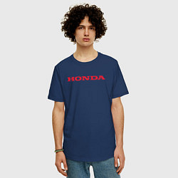 Футболка оверсайз мужская HONDA ХОНДА LOGO спина, цвет: тёмно-синий — фото 2