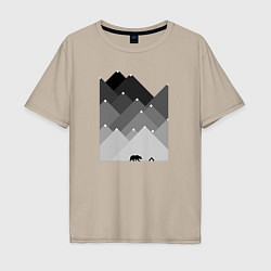 Мужская футболка оверсайз Медведь и треугольные горы