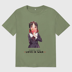Футболка оверсайз мужская Госпожа Кагуя Love is war Синомия, цвет: авокадо