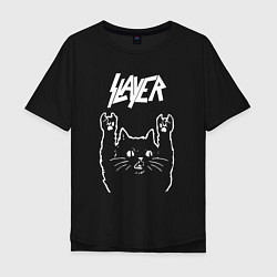 Мужская футболка оверсайз Slayer Рок кот