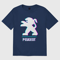 Мужская футболка оверсайз Значок Peugeot в стиле Glitch