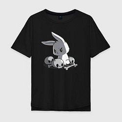 Мужская футболка оверсайз Кролик среди черепов A rabbit among skulls