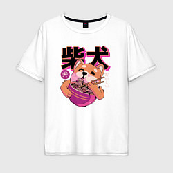 Футболка оверсайз мужская Japanese Shibu Inu, цвет: белый
