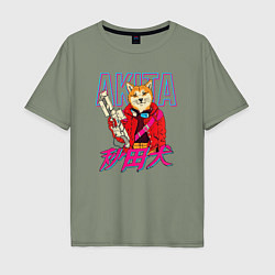 Футболка оверсайз мужская Japanese Akita Inu, цвет: авокадо