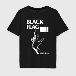 Футболка оверсайз мужская BLACK FLAG РУКА, цвет: черный