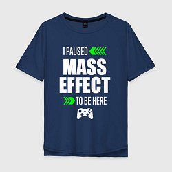 Мужская футболка оверсайз I Paused Mass Effect To Be Here с зелеными стрелка