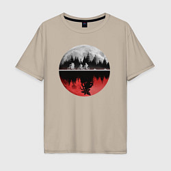 Футболка оверсайз мужская Stranger Things Moon, цвет: миндальный