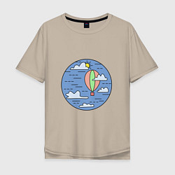 Футболка оверсайз мужская Воздушный шар в небе с тучами, цвет: миндальный