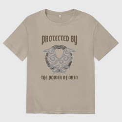 Футболка оверсайз мужская Protected by the power of Odin, цвет: миндальный