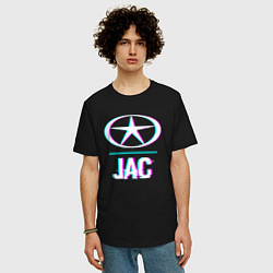 Футболка оверсайз мужская Значок JAC в стиле Glitch, цвет: черный — фото 2