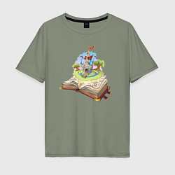 Футболка оверсайз мужская Книжный замок, цвет: авокадо